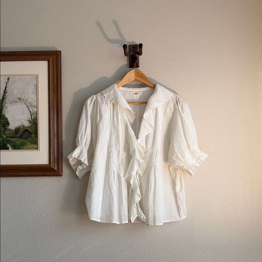 NATURAL LIFE - My Favorite Cotton Top - Ruffle Peasant Blouse